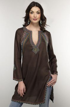 Tunic Kurti, Long Sleeve Embroidered Dress, Moda Hippie, Summer Tunics, Estilo Hippie, Stil Boho, Salwar Kamiz, Women Tunic Tops