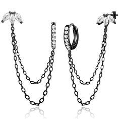 PRICES MAY VARY. 💖【Sterling Silver Gold Plated Trinity Cubic Zirconia Stud Hoop Double Piercing Chains Earrings】This is an eye-catching and stunning trinity cubic zirconia stud hoop double piercing chains earrings, a personalized and romantic trinity cubic zirconia stud hoop double piercing chains earrings.Whether you're going for a casual look or a touch of sophistication, these earrings are just what you need. 💖【Trinity Cubic Zirconia Stud Hoop Double Piercing Chains Earrings】These double ch Cheap Black Clip-on Earrings For Party, Double Piercing, Zirconia Earrings, Huggie Hoop Earrings, Chain Earrings, Jewelry Earrings Hoops, Earings Piercings, Statement Jewelry, Fashion Earrings