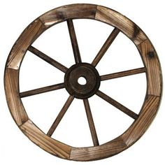 an old wooden wheel on a white background