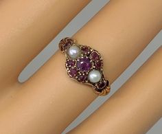 Georgian Garnet Pearl Ring 15 Karat Gold Antique Wedding Engagement Ring | eBay Hippie Engagement Rings, Wedding Ring Pearl, Georgian Engagement Ring, Dreamy Rings, Ornate Engagement Rings, Engagement Ring Stacking, Antique Rings Victorian, Pearl Wedding Ring, Medieval Rings