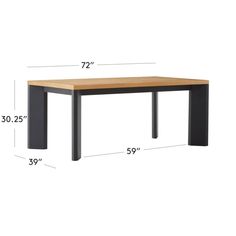 the table is shown with measurements for each side, and it has two legs that are not