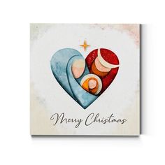 a christmas card with an image of a man and woman holding each other in the shape of a heart