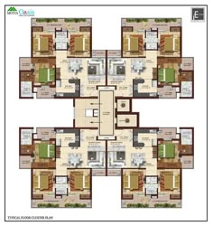 three bedroom apartment floor plan with four separate rooms