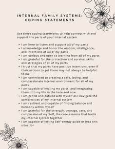 IFS coping statements can be used to better support and understand the experience of your parts. Use these coping statements however they may serve your parts on your IFS journey! Social Work Offices, Drama Education, Family Counseling, Adaptation, Healing Therapy