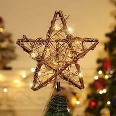 Christmas Tree Topper Star Decoration 5 Point Christmas Star Tree Topper, French Country Christmas Decor, Beach Christmas Decor, Christmas Tree Topper Star, Star Christmas Tree Topper, Country Christmas Decor, Christmas Tree Toppers Lighted, Christmas Homes, Christmas Tree Star Topper