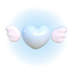 a white heart with wings on a light blue background