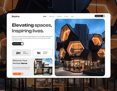 an image of a website page with the words elevating spaces, inspiring lives