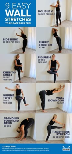 Cardio Yoga, Wall Workout, Beginner Yoga, Yoga Iyengar, Iyengar Yoga, Relieve Back Pain, Popsugar Fitness, Fitness Photos