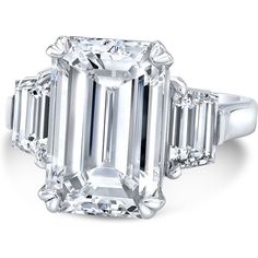 Ninacci Platinum GIA Certified 3-Stone Emerald Cut Diamond Ring - 5.74 Carat Total Diamond Weight European Diamond Ring, Raw Diamond Jewelry, Bling Things, Emerald Cut Diamond Ring, Future Engagement Rings, Emerald Diamond Ring, 3 Stone Rings, Emerald Engagement Ring Cut, Engagement Ring White Gold