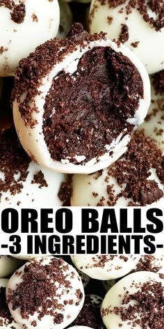 oreo balls with white frosting and chocolate sprinkles on top in a pile