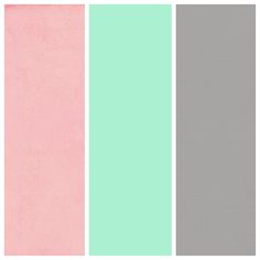 four different shades of pastel pink, grey and mint green with the same color scheme