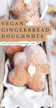 vegan gingerbread doughnuts in a wooden sled