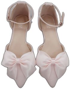 Elegant Spring Flats For Prom, Elegant Flats For Prom In Spring, Pointed Toe Flats For Prom With Low Heel, Low Heel Pointed Toe Flats For Prom, Elegant Bridesmaid Ballet Flats, Party Ballet Flats With Bow, Elegant Ballet Flats With Low Heel For Party, Party Ballet Flats With Bow And Low Heel, Elegant Party Flats With Satin Bow