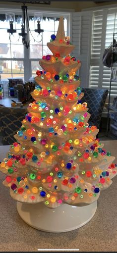 a christmas tree made out of plastic bottles