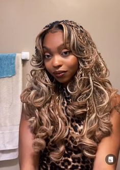 Braids Hairstyles French Curls, Black And Blonde Hair Braids, Fun Black Hairstyles, French Curl Twists, Short Layered French Curl Braids, Ombre French Curl Braids, Long French Curl Braids, Long Curly Box Braids