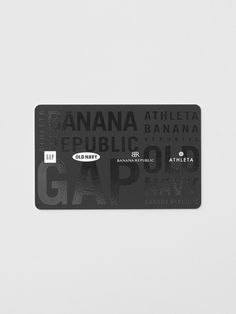 a black and white card with the word gap on it