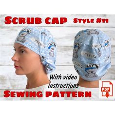 a child wearing a scrub cap with video instructions