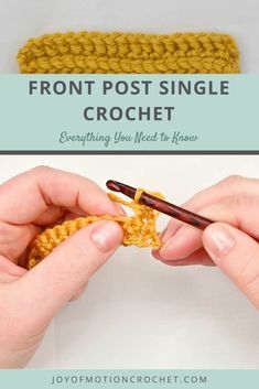 someone is crocheting the front post single crochet stitch in two different ways