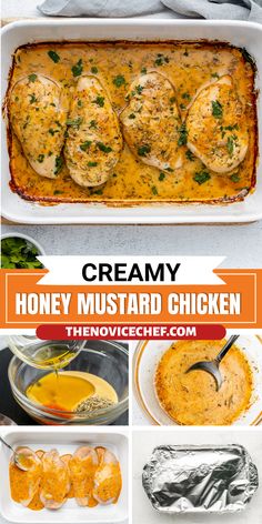 honey mustard chicken recipe in a white casserole dish