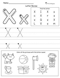 letter x worksheet with pictures and letters to be used in the writing process