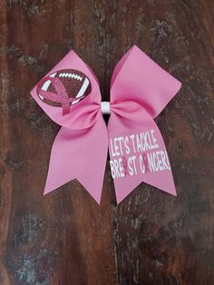 Pink Out Football Game Shirts, Pink Out Cheer Bows, Cheer Pink Out, Cheer Bow Ideas, Senior Bows, Cheer Squad Gifts, Cheer Box, Cheer Bows Diy, Pink Cheer Bows