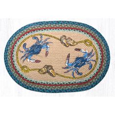 a rug with crabs and lobsters is shown on a white background for use as a floor mat