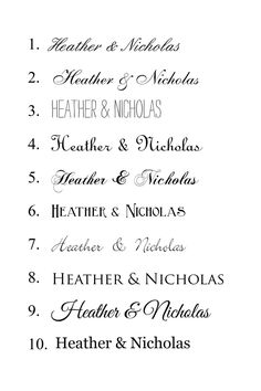 the wedding seating chart is shown in black and white, with an elegant calligraphy font