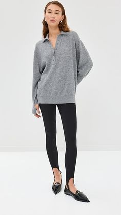 Shopbop - Designer Clothing, Shoes & Accessories Sporty Leggings For Workwear In Fall, Stretch Half-zip Activewear With Ribbed Cuffs, Stirrup Leggings, Stretch Leggings, Stirrups, Black Leggings, Fabric Weights, Designer Clothing, New Arrivals