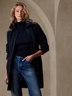 Navy & Cream Coatigan Outfit, Deep Winter Palette Outfits, How To Have Style, Anthropologie Style, Classic Style Outfits, Daily Outfit Inspiration, Winter Fit, Spring Capsule Wardrobe, Suits And Jackets