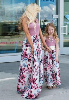 Every momma and her little girl need this fabulous maxi dress with a tank top and floral skirt. Casual chic for the Mommy & Daughter date. Made with a polyester blend and comes in 4 fun patterns from which to choose. Save 20% if buying a 2 or More daughter dresses using code: Momma&Me at checkout Mom And Daughter Outfits, Mommy Daughter Dates, Mommy Me Outfits, Bohemian Floral Dress, Daughter Fashion, Mother Daughter Fashion, Mother Daughter Matching Outfits, Mother Daughter Dresses Matching, Trendy Tank Tops