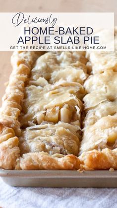 homemade baked apple slab pie in a baking pan