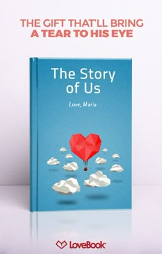 a book cover for the story of us with an image of a hot air balloon floating over clouds