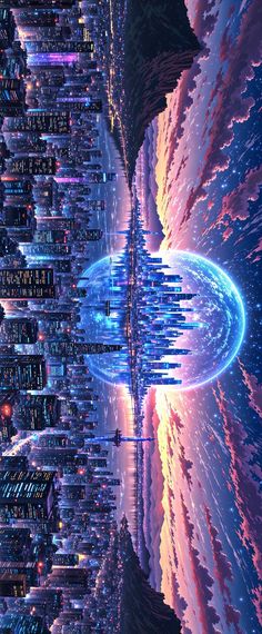 an image of futuristic cityscape with colorful lights