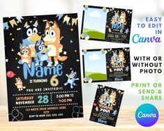 Prepare for the ultimate Bluey celebration with our invitation template that can be personalized to your specific preferences. Our user-friendly template allows you to modify any text, adjust font size and type, and features a vibrant Bluey illustration to help create a memorable party for your child. Additionally, the template is created using Canva, guaranteeing a professional and stunning design. Our printable format makes customization effortless, so why settle for ordinary invitations when Bday Checklist, Bluey Illustration, Bluey Invitations, Bluey Birthday Invitation, Bluey Birthday, Baby Birthday Party, Second Birthday, Throw A Party, Birthday Invitations Kids