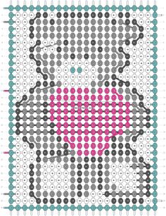 a cross stitch pattern with an image of a woman's face in pink and grey