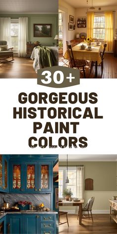 the top 20 gorgeous historical paint colors for kitchen cabinets, dining room and living room