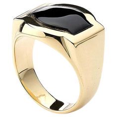 Ring in 18kt yellow gold set with one onyx Size 57 Gold Enamel Ring For Formal Occasions, Grave Yard, Ring Rosegold, Yellow Gold Setting, Yellow Gold Ring, Gold Set, Yellow Gold Rings, Fashion Rings, Gold Ring