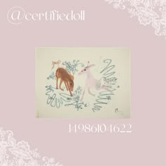 an image of two deers and flowers on a pink background