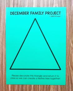 a poster on a wooden surface with a triangle in the center and words describing how to decorate this triangle