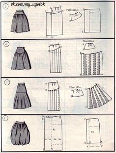 the instructions for this skirt are shown in black and white, but it's not very