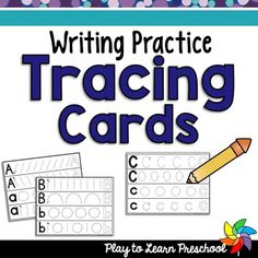 the writing practice for traceing cards is shown