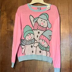 Girls, Size L, Well Worn Holiday Sweater, Snowman Sweater. Nwt Playful Winter Cotton Tops, Playful Cotton Winter Tops, Playful Cotton Tops For Winter, Playful Fitted Winter Sweater, Playful Fitted Sweater For Winter, Fun Winter Sweater With Graphic Print, Cute Winter Graphic Print Top, Fun Graphic Print Winter Sweater, Cute Winter Holiday Tops