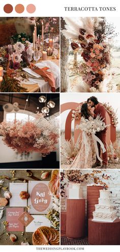 a collage of different wedding colors and decorations