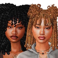 two black women with curly hair and gold necklaces