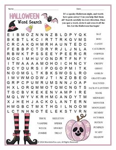 a halloween word search for kids