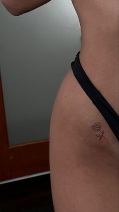 #aesthetic #tattoo Women Torso Tattoo, Back Tattoo Rose, Panty Line Tattoo, Pelvic Tattoos, Basic Tattoos, Small Girly Tattoos, Small Pretty Tattoos, Wrist Tattoos For Women