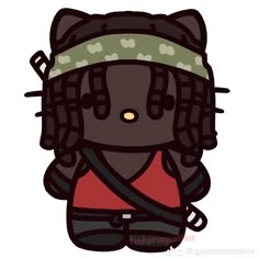 a drawing of a girl with dreadlocks and a cat hat on her head