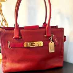 Brand New Coach Handbag! Red With Snap Closure. Lots Of Interior Pockets. Perfect For All Season. New Coach Handbags, Bags Coach, Coach Handbag, Coach Swagger Bag, Coach Handbags, Coach Bags, Snap Closure, Medium Size, Shoulder Bags