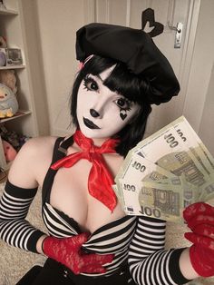 MHAGNUM1738 Mime Character Art, Mimic Character, Mime And Dash, Mime Face, Mime Makeup, Seductive Photos, Woman In Suit, Alt Girls