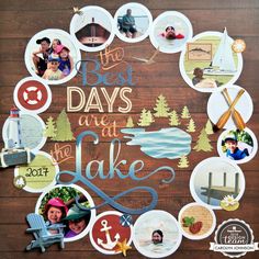 the best days are at lake magnets on a wooden board with images of people and boats